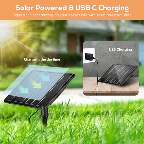 Solar Powered Landscape Spotlights, Black, Outdoor Auto On/Off, Waterproof, 4 Pack, Warm White E2865