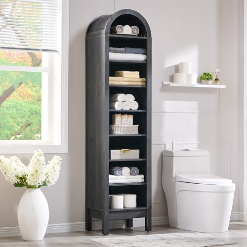 Arched Bookshelf, 7-Tier Bookcase with Adjustable Shelves A456