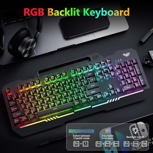 Gaming Keyboard and Mouse Combo, RGB Backlit, USB Wired A5894