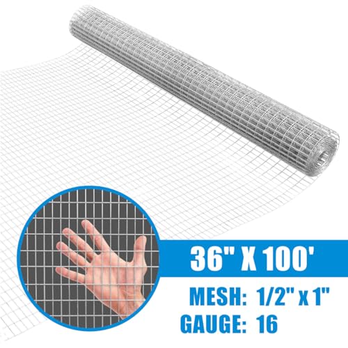 Galvanized Welded Fence Wire 16 Gauge 1" x 1/2" Mesh 24-Inch x 50 ft. T7409