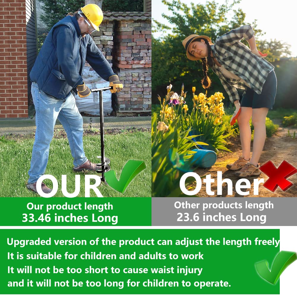 Hand Auger Post Hole Digger, 32-Inch Earth Drill with Non-Slip Handle K861424