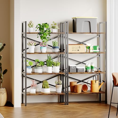 3 Tier Industrial Bookcase, Rustic Etagere Bookshelf for Living Room U5786