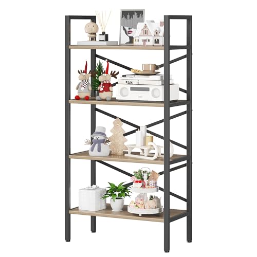 3 Tier Industrial Bookcase, Rustic Etagere Bookshelf for Living Room U5786