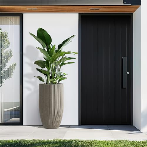 24 Inch Tall Concrete Planter with Drainage Hole for Patio or Porch N93751