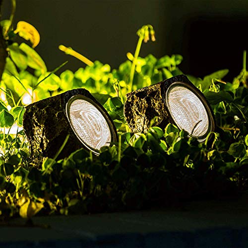 Solar Garden Rock Lights Outdoor, 2 Pack, 10 LED Waterproof T232