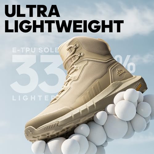 Men's Tactical Hiking Boots Lightweight Cushion Sole Side Zipper 8 Inches C799