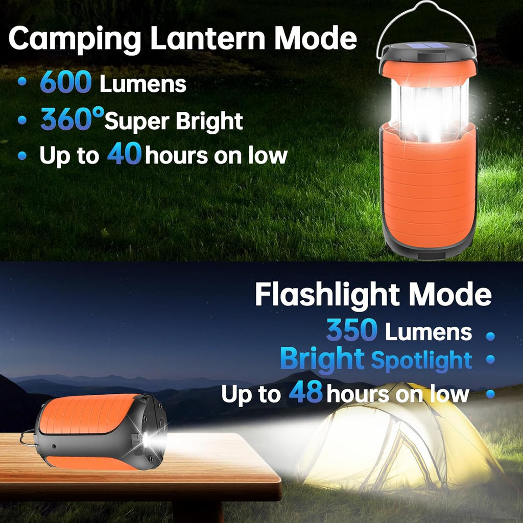 Rechargeable Camping Lantern with Solar, Hand Crank, and USB Charging K2888