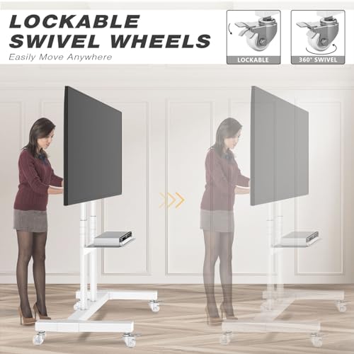 Rolling TV Stand for 32-83 inch TVs, Height Adjustable with Wheels and Laptop Shelf I27401