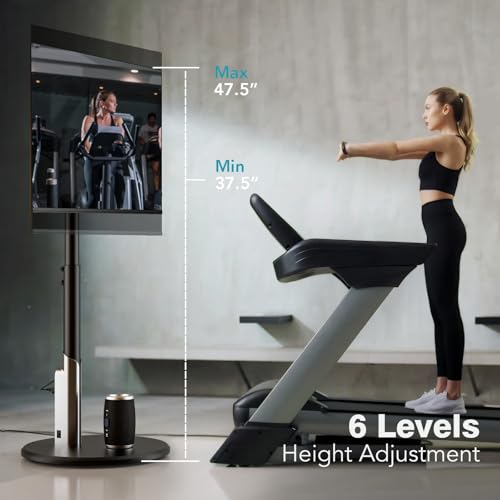 Mobile TV Stand with Power Outlet, Rolling Cart for 27-65 Inch Monitors, Height Adjustable H3227