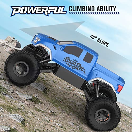 RC Truck 4WD Off Road Crawler Toy for Boys Girls 6-12, Blue C250000