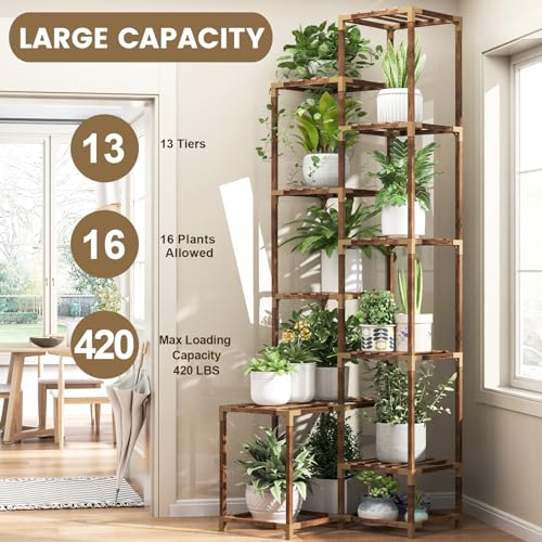 10 Tier Tall Corner Plant Stand Shelf Indoor Outdoor Wood Plant Rack Holder Ladder Flower Stand Display Y619