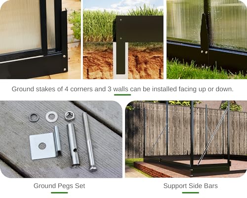 8x12 FT Polycarbonate Walk-in Greenhouse with 2 Swing Doors A36734