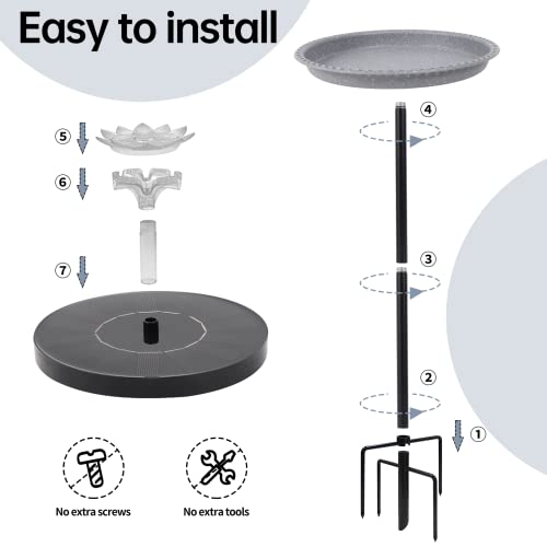 Solar Bird Bath with Fountain for Hummingbirds, Metal Stake for Garden T871358