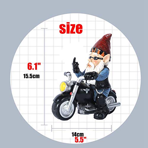 Motorcycle Gnome Middle Finger Garden Statue F906953