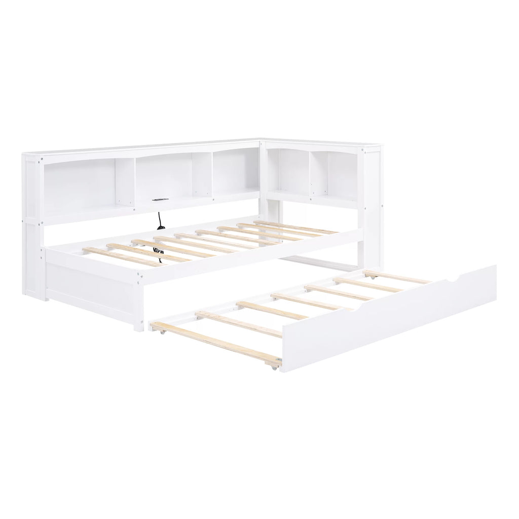 Modern Twin over Twin Wood Daybed with Trundle and Storage H154479