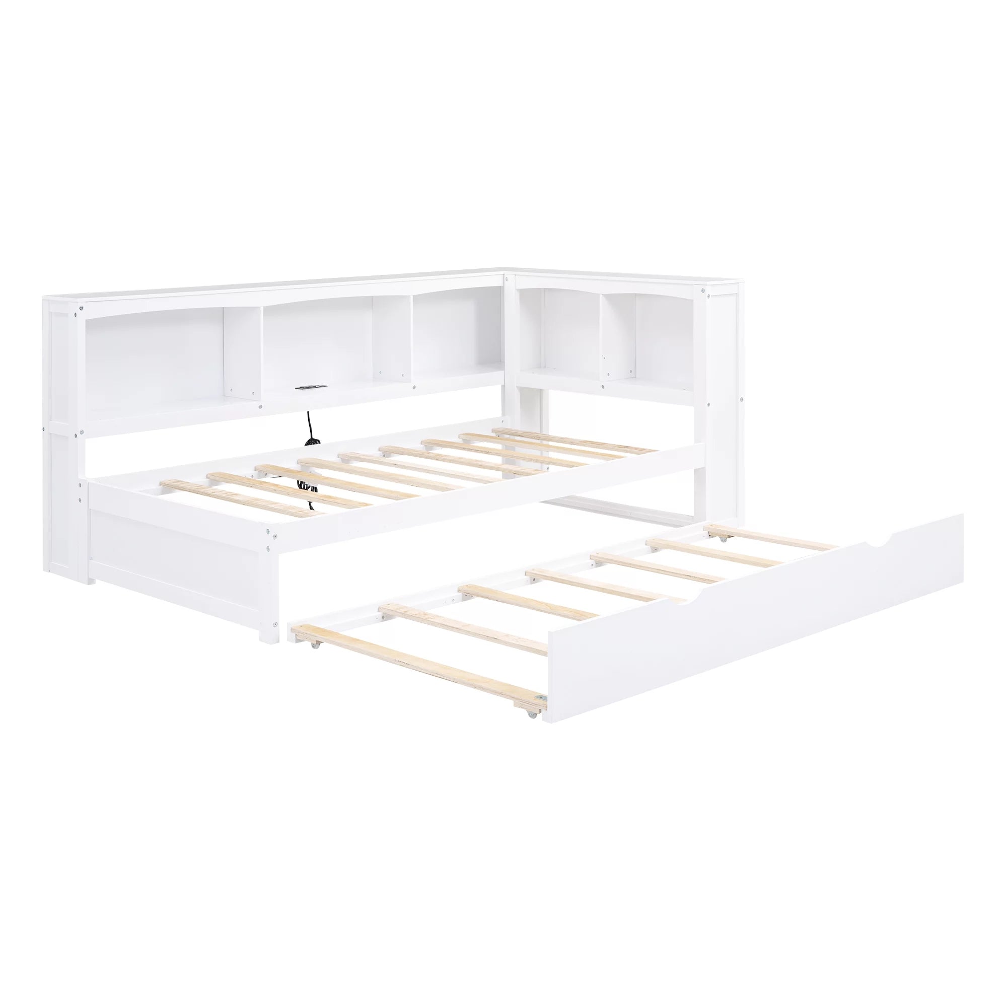 Modern Twin over Twin Wood Daybed with Trundle and Storage H154479