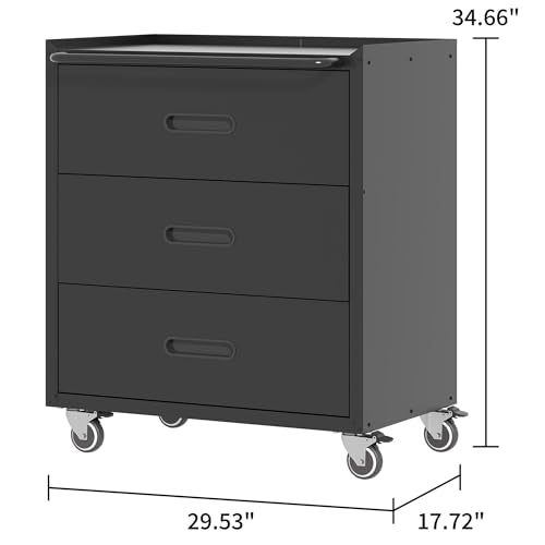 Rolling Tool Storage Cabinet with 4 Drawer and Locking Door U282375