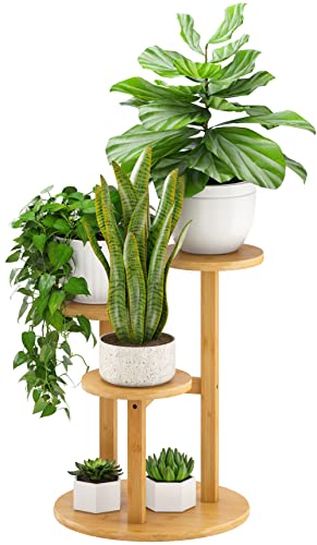 Small Plant Stand, 3 Tiered Plant Stand Indoor, Bamboo Plant Stands for Indoor Plants Multiple, Corner Plant Stand for Window Garden Balcony Living Room Outdoor