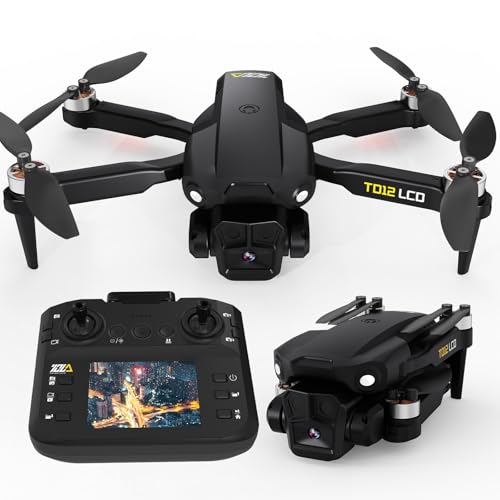 Brushless Motor Drone with LCD Screen Remote Control Drone for Beginners Drones with Camera Foldable RC Quadcopter for Adults TD12LCD