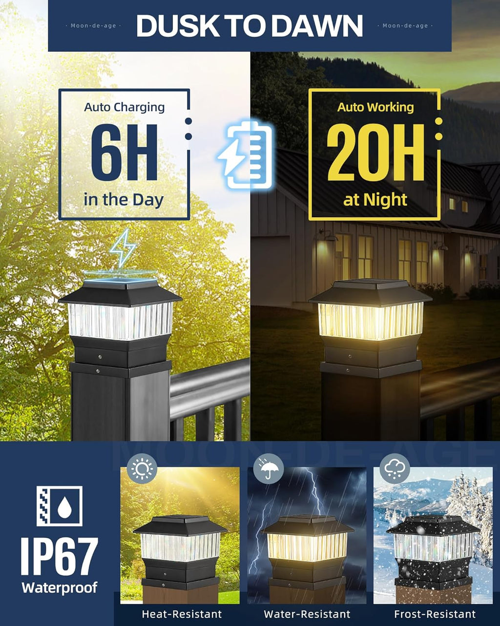 Solar Post Lights 3 Modes RGB & Warm White J648297
