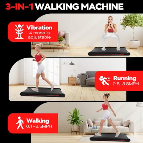 Walking Vibration Pad with APP, 3 in 1 Under Desk Treadmill, Low Noise with Remote Control V76557