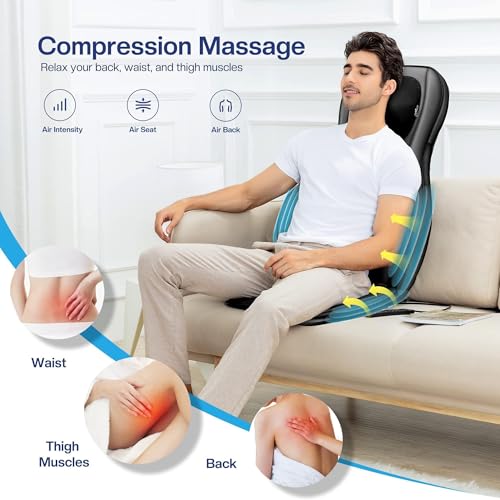 Shiatsu Neck Back Massager with Heat, 3D Kneading Massage Chair Pad, Adjustable Neck Massage, Seat Massager for Full Body Relaxation, Dark Gray D921543