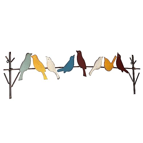 Wenbery Metal Birds Wall Art – Metal Birds Wall Decor Art Birds On a Wire 3D Bird Decor (29"X4.75")