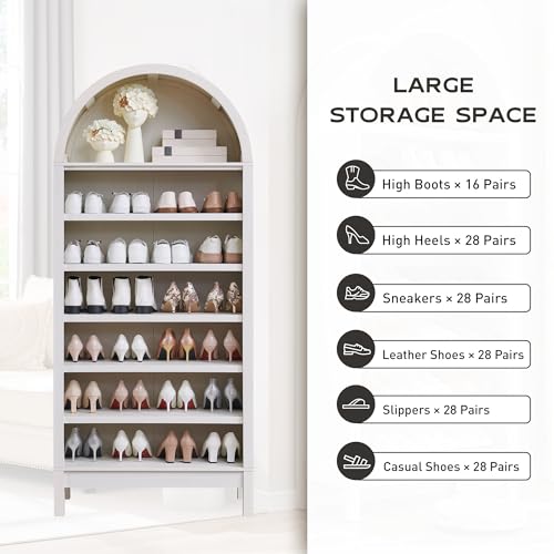 Arched Bookshelf, 7-Tier Bookcase with Adjustable Shelves A456