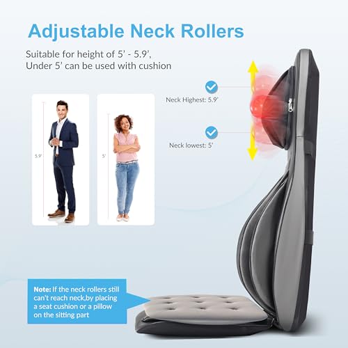 Shiatsu Neck Back Massager with Heat, 3D Kneading Massage Chair Pad, Adjustable Neck Massage, Seat Massager for Full Body Relaxation, Dark Gray D921543
