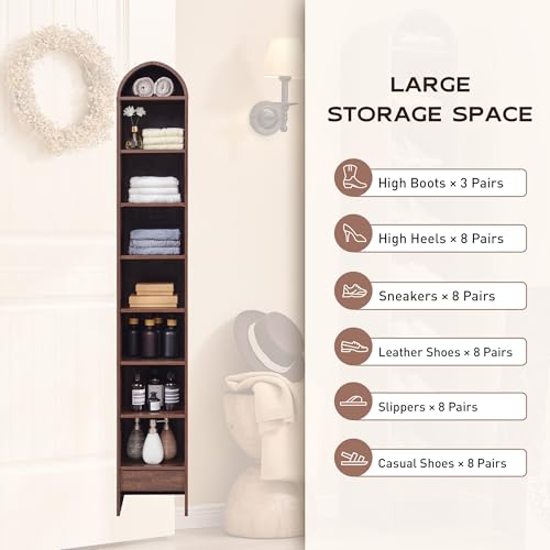Arched Bookshelf, 7-Tier Bookcase with Adjustable Shelves A456