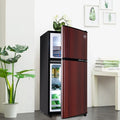 GGTB GGTB 3.2 Cu ft Two Door Mini Fridge with Freezer, Retro Compact Refrigerator with Freezer, Wood