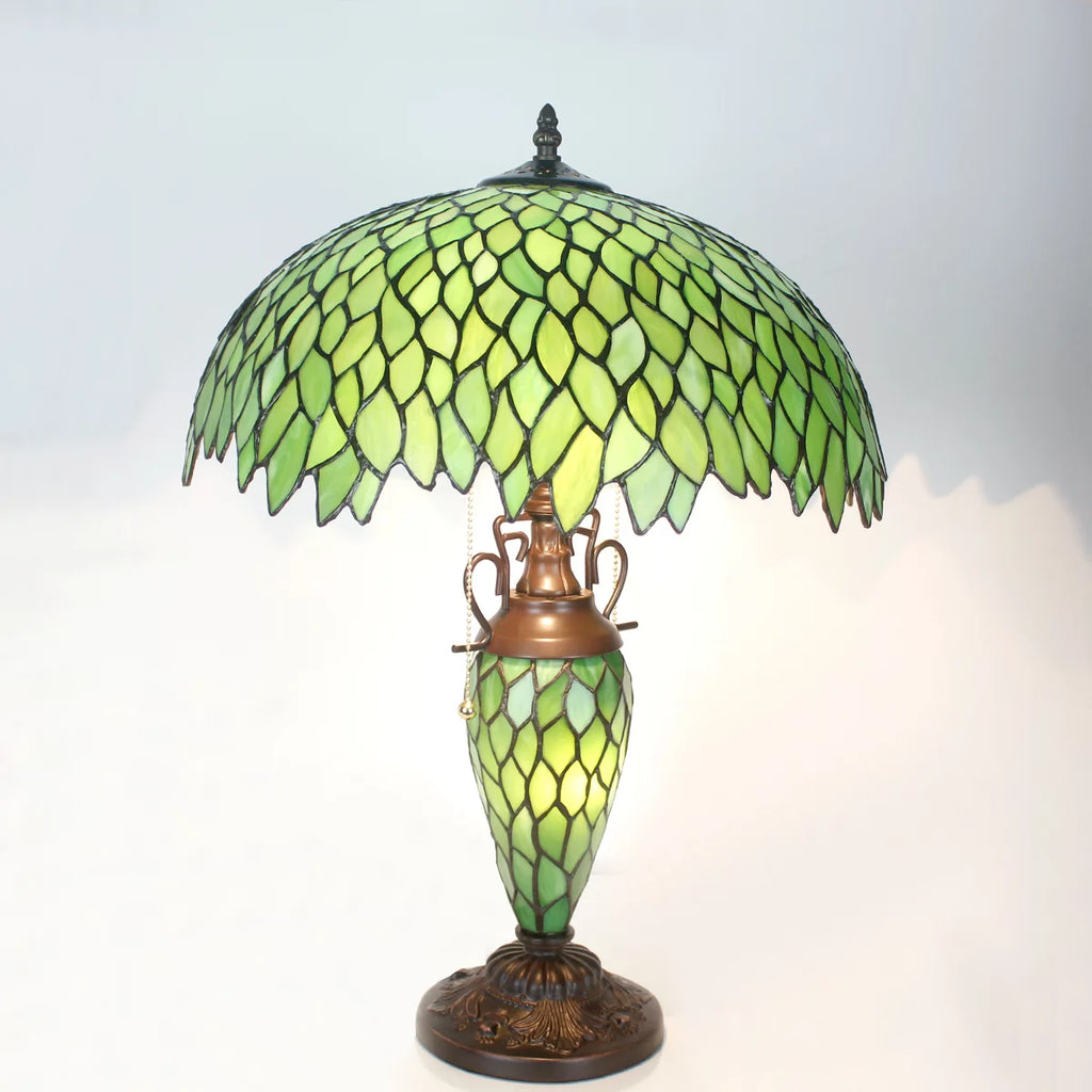 Green Stained Glass Wisteria Table Lamp for Living Room Bedroom J562