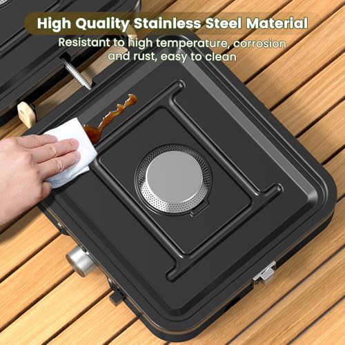 2-Burner Foldable Camping Stove with Griddle and Carrying Bag, Portable Propane H453787