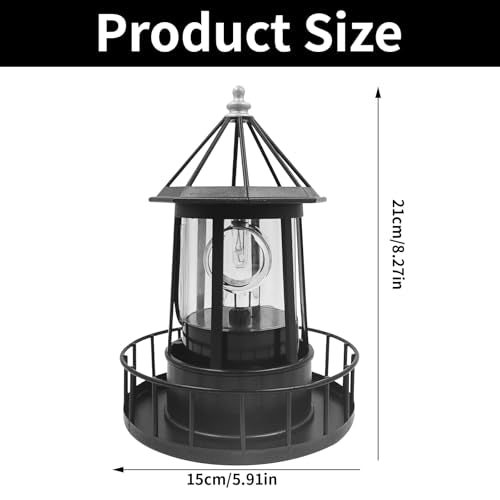 Solar Powered Rotating Lighthouse for Outdoor Garden Decor P9810