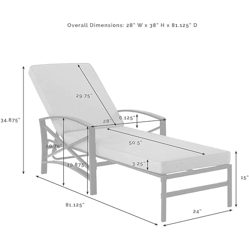 Outdoor Metal Chaise Lounge with Grey Cushions Y917