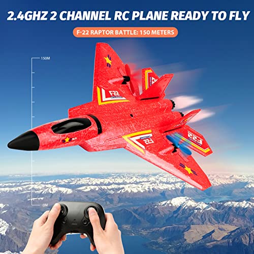 F22 RC Airplane Fighter, 2.4Ghz 2 Channel Remote Control Plane for Kids Beginners Y282