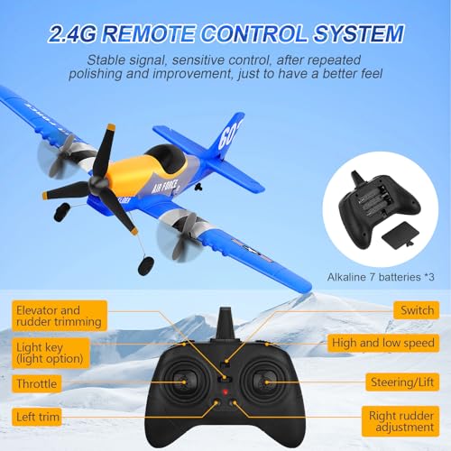 RC Airplane 3-Channel 2.4GHz with Gyroscope, 2 Batteries N311049