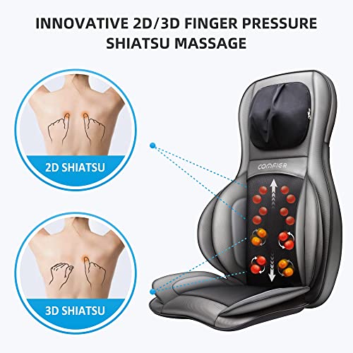 Shiatsu Neck Back Massager with Heat, 3D Kneading Massage Chair Pad, Adjustable Neck Massage, Seat Massager for Full Body Relaxation, Dark Gray D921543