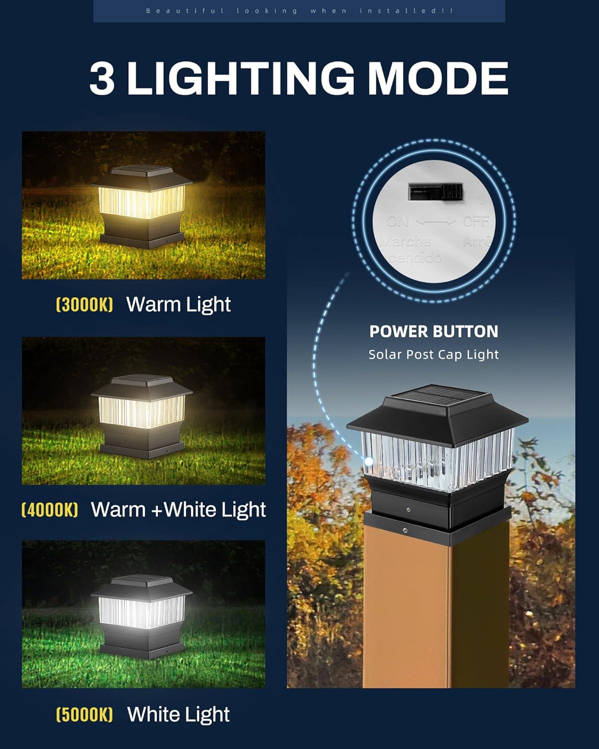Solar Post Lights 3 Modes RGB & Warm White J648297