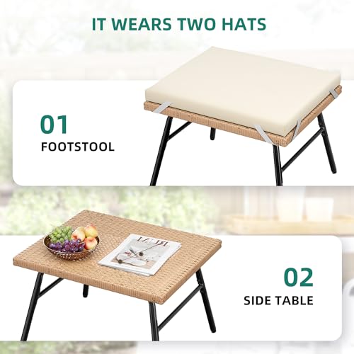 Rattan Egg Chair with Ottoman, Indoor Outdoor Wicker Chair with Footrest, 5 Cushions F541