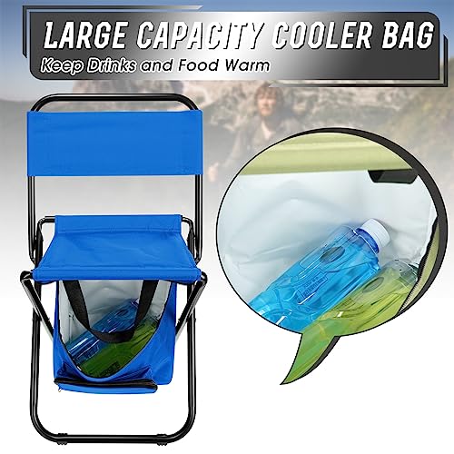 Folding Fishing Chair with Cooler Bag, Portable Backrest, Supports 220 Lbs B258
