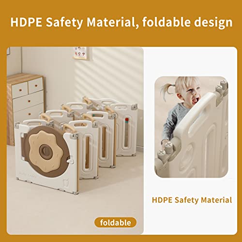 Foldable Baby Playpen with Safety Gate, 18 Panels for Indoor Use Q7069