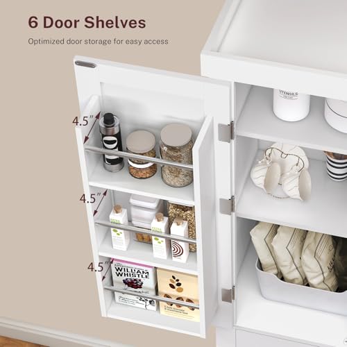 White Pantry Cabinet with 6 Doors and Drawer I8389