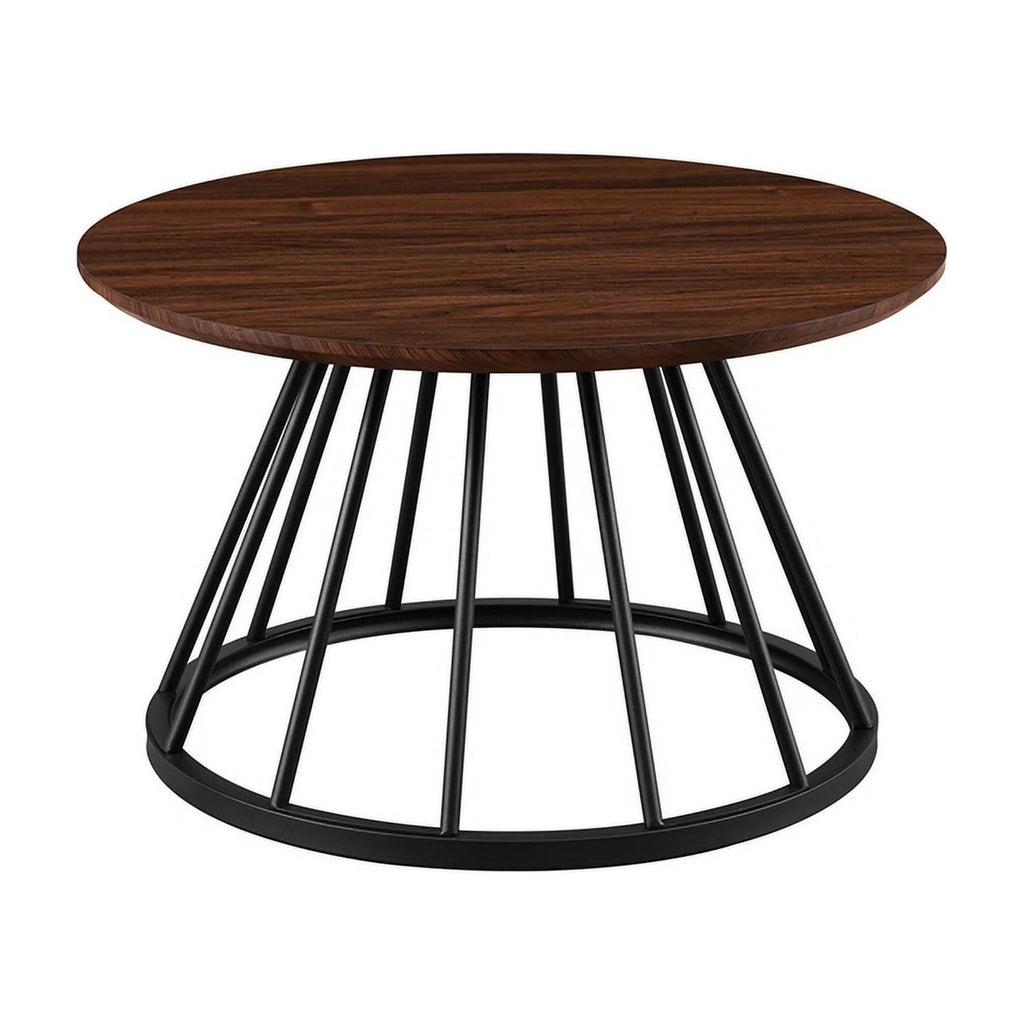 30" Wood Coffee Table with Metal Caged Base F2110
