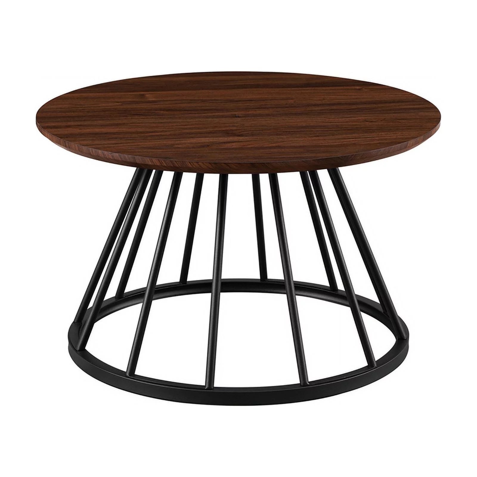 30" Wood Coffee Table with Metal Caged Base F2110