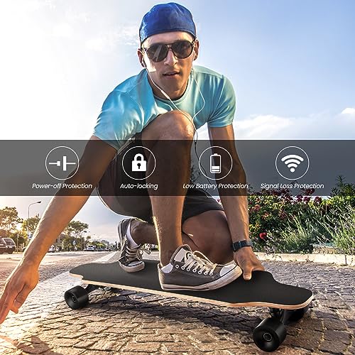 Electric Skateboard with Remote, Brushless Motor, 12.4MPH Top Speed, 13 Miles Range I56409