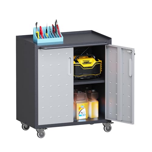 Wall Cabinet with 2 Doors, Lockable, Adjustable Shelves, Heavy Duty Steel J4545