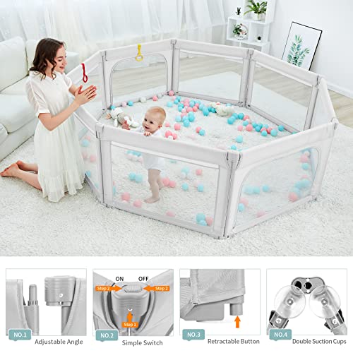 Foldable Baby Playpen for Toddlers, Indoor & Outdoor with Packing Bag H484025