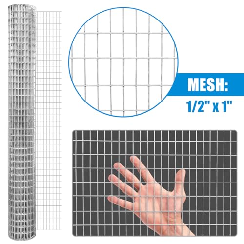 Galvanized Welded Fence Wire 16 Gauge 1" x 1/2" Mesh 24-Inch x 50 ft. T7409