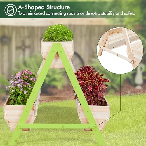Wooden Raised Garden Bed with Legs 3 Tiers Elevated Planter Box Outdoor B602